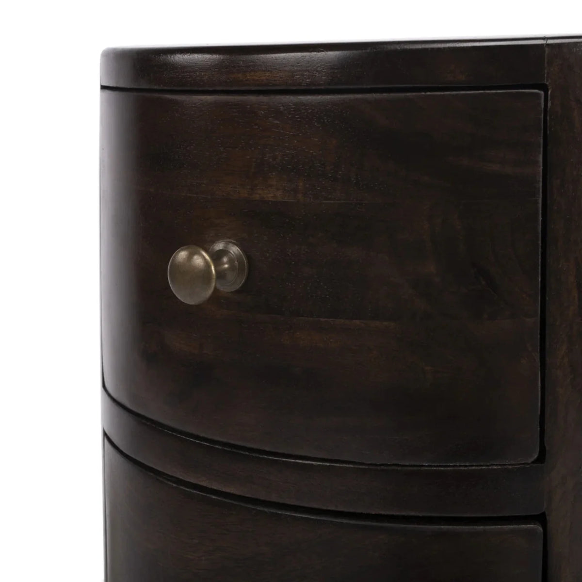 24 in. Chocolate Wood Round End Table with Four Drawers R674557