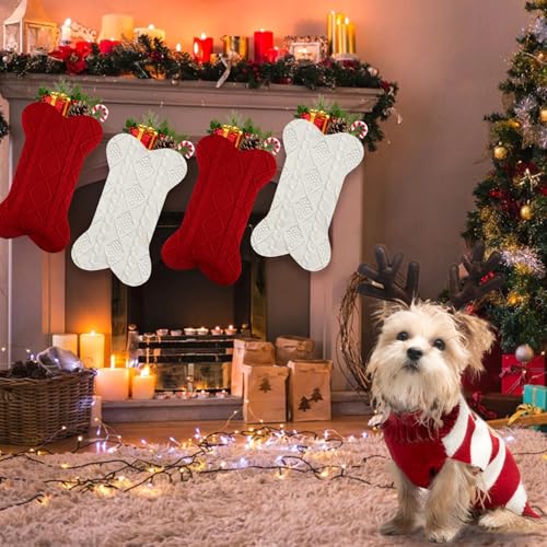 2 Pack 18 Inch Knitted Dog Christmas Stocking T976