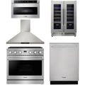 36 Gas Range, Range Hood, Dishwasher, Microwave and Wine Cooler Q664