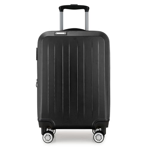 Expandable Hardside Spinner Luggage, Black, 21" Carry-on J909