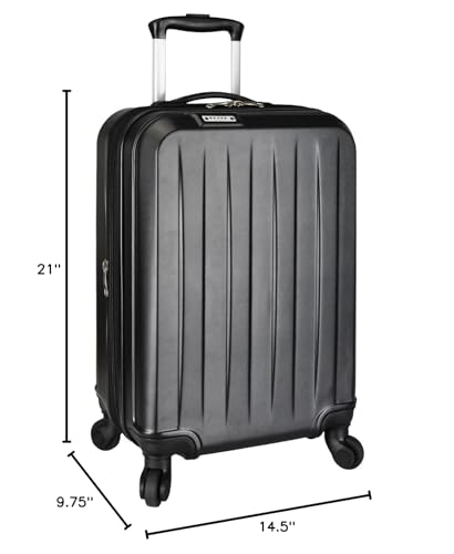 Expandable Hardside Spinner Luggage, Black, 21" Carry-on J909