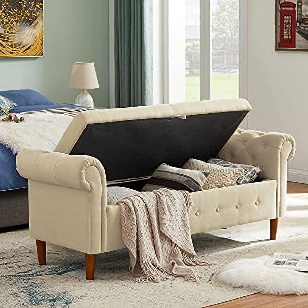 Velvet Tufted Ottoman Sofa Bench with Pillow B3593