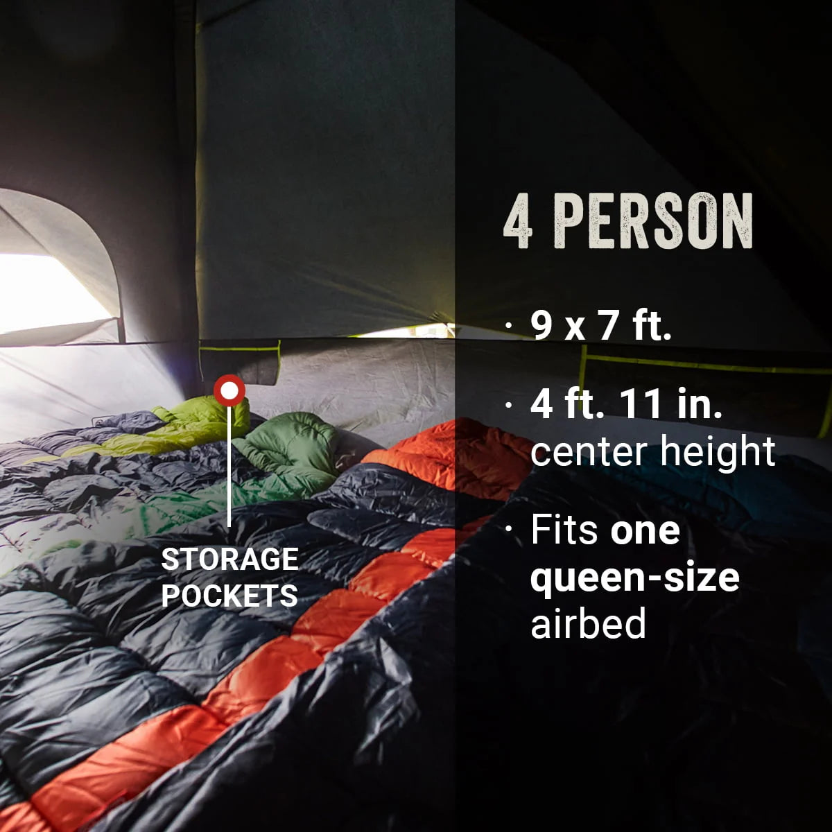 4-Person Dark Room Dome Camping Tent with Screen Room O906