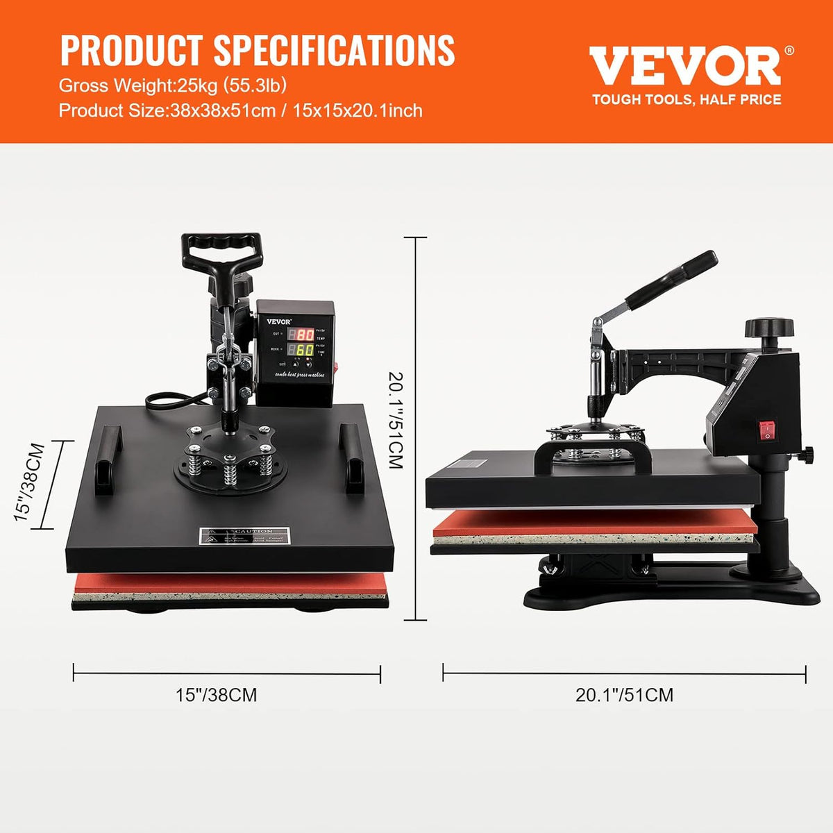 8 in 1 15x15 360° Swing Away Heat Press Machine M1233
