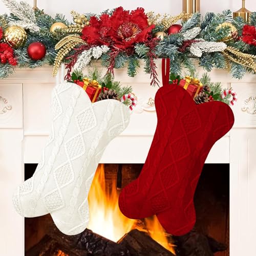 2 Pack 18 Inch Knitted Dog Christmas Stocking T976