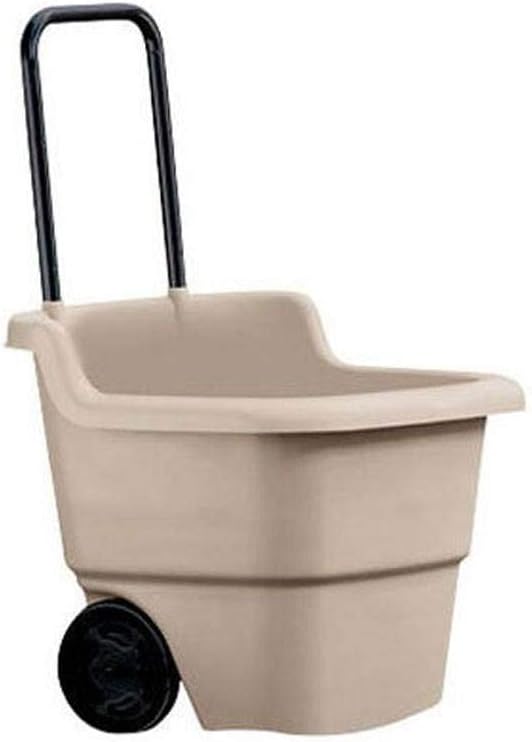 15 Gallon Poly Multipurpose Rolling Lawn and Garden Cart, Taupe (2 Pack) F795