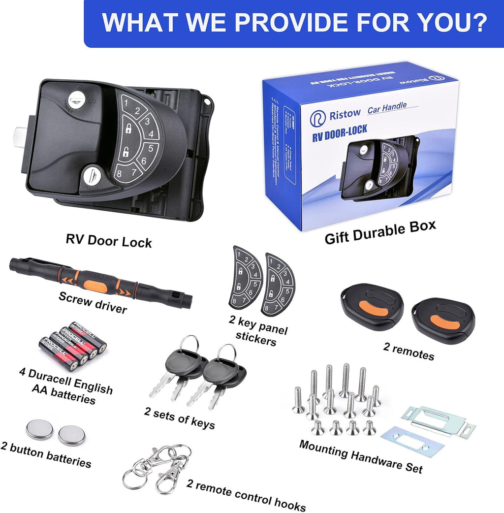 Waterproof & Shockproof RV Keyless Entry Door Lock with 2 Key Fobs and Backlit Keypad 100% Metal H818872