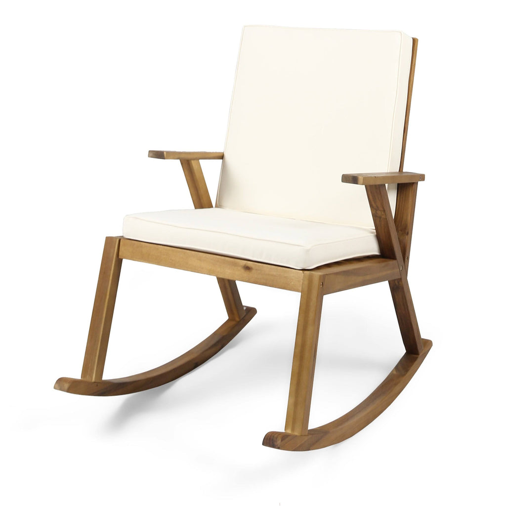 Acacia Wood Rocking Chair and Side Table Teak Finish Q63527
