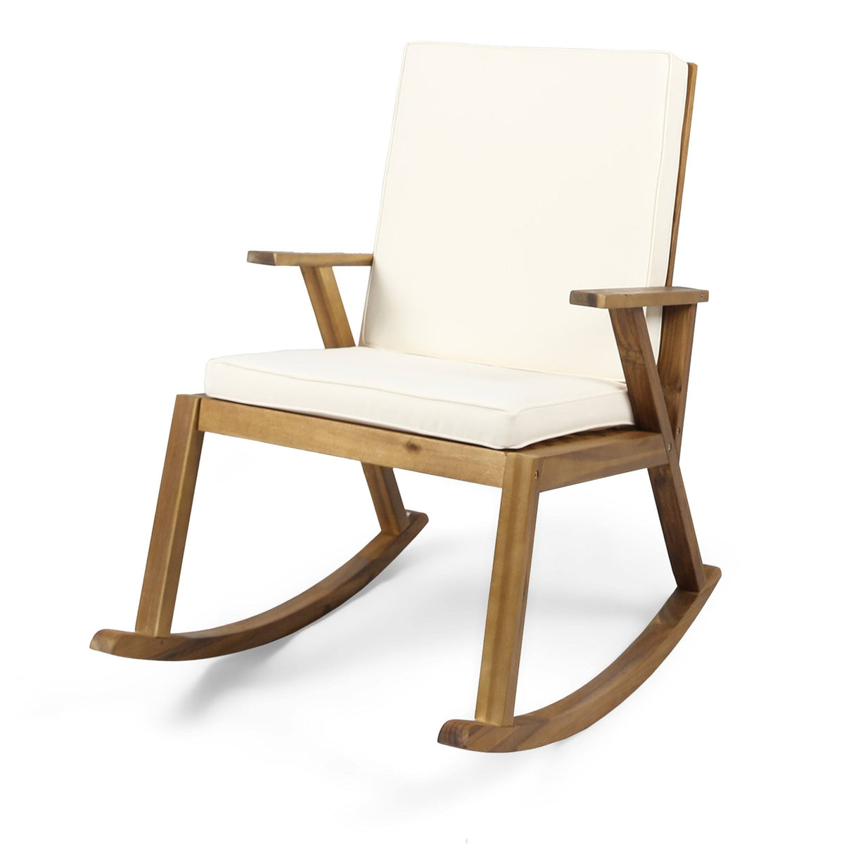 Acacia Wood Rocking Chair and Side Table Teak Finish Q63527