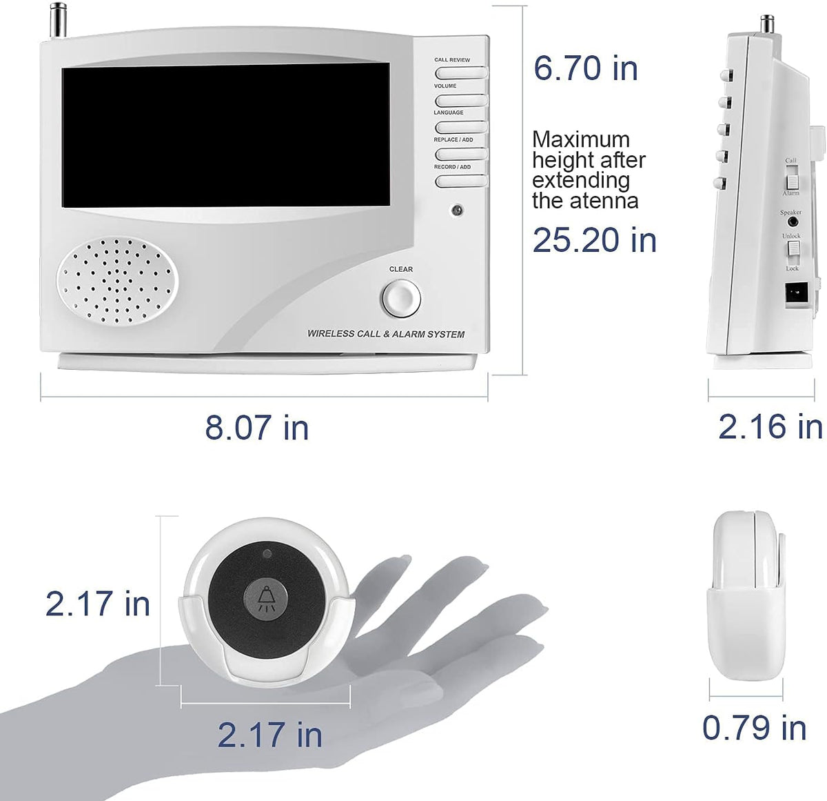 Wireless Calling System with 10 Waterproof Call Buttons and 1 Monitoring Unit X5372