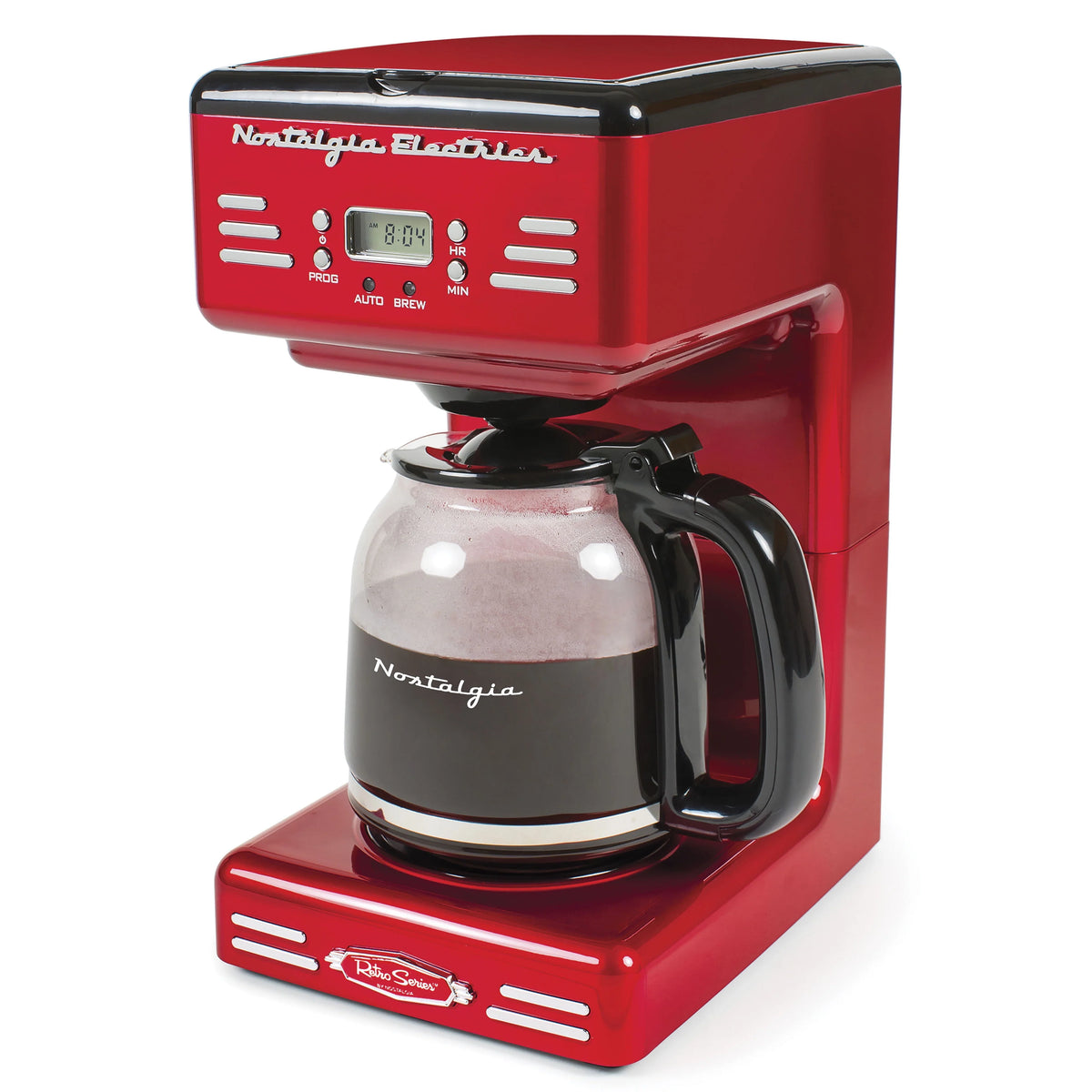 Red 12-Cup Programmable Retro Coffee Maker D4551