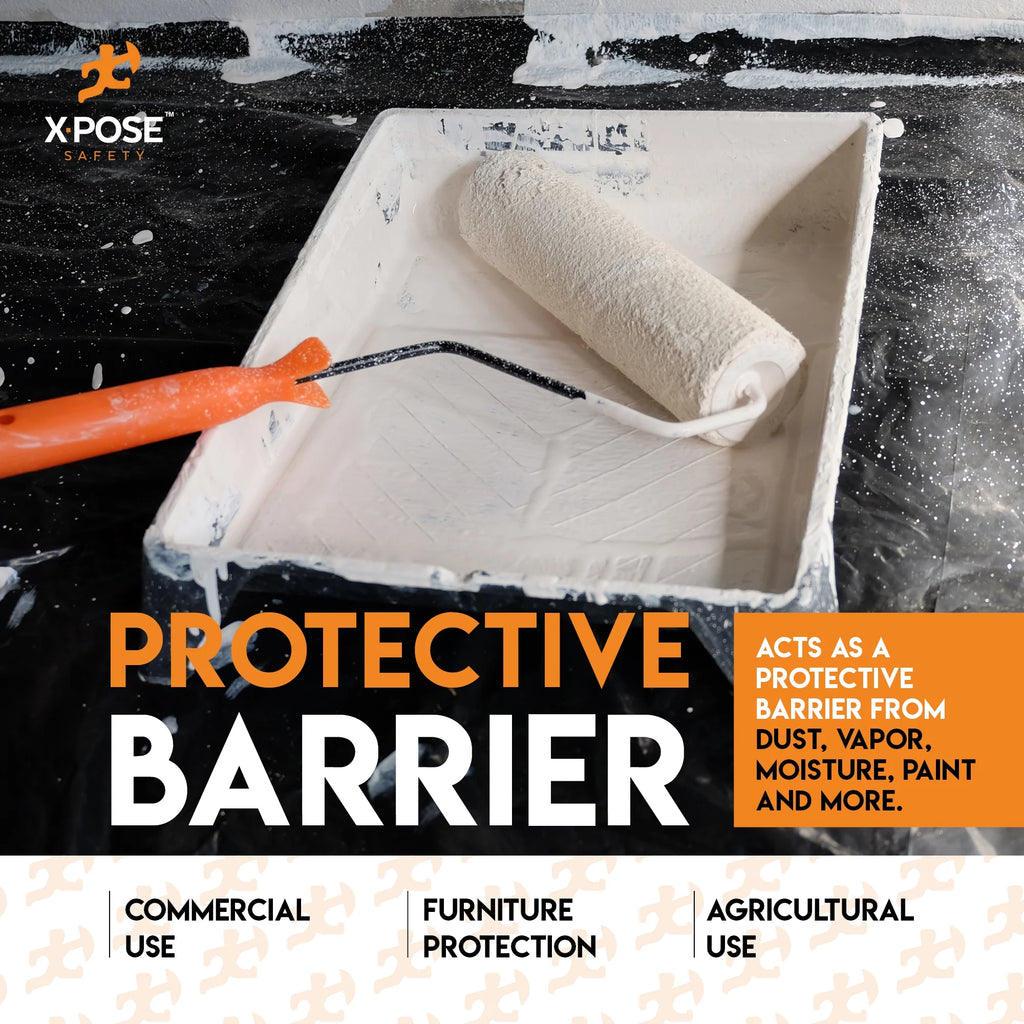 Black Poly Sheeting 10 x 100 Feet Heavy Duty 3.4 Mil Thick Plastic Tarp Waterproof Cover R83232