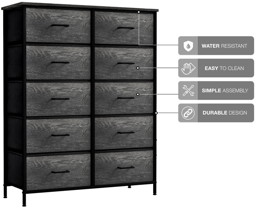 10 Drawer Faux Wood Storage Dresser V415876