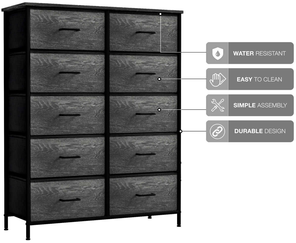 10 Drawer Faux Wood Storage Dresser V415876