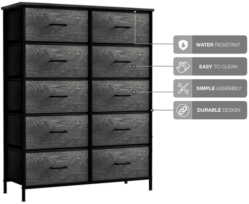 10 Drawer Faux Wood Storage Dresser V415876