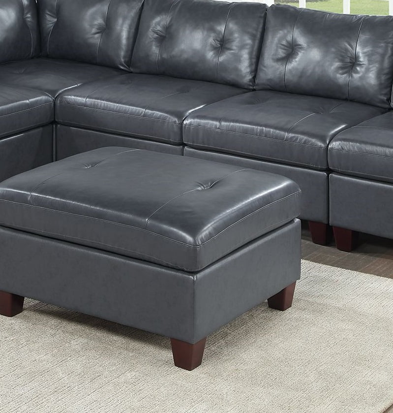 Genuine Leather Tufted Ottoman Q14770