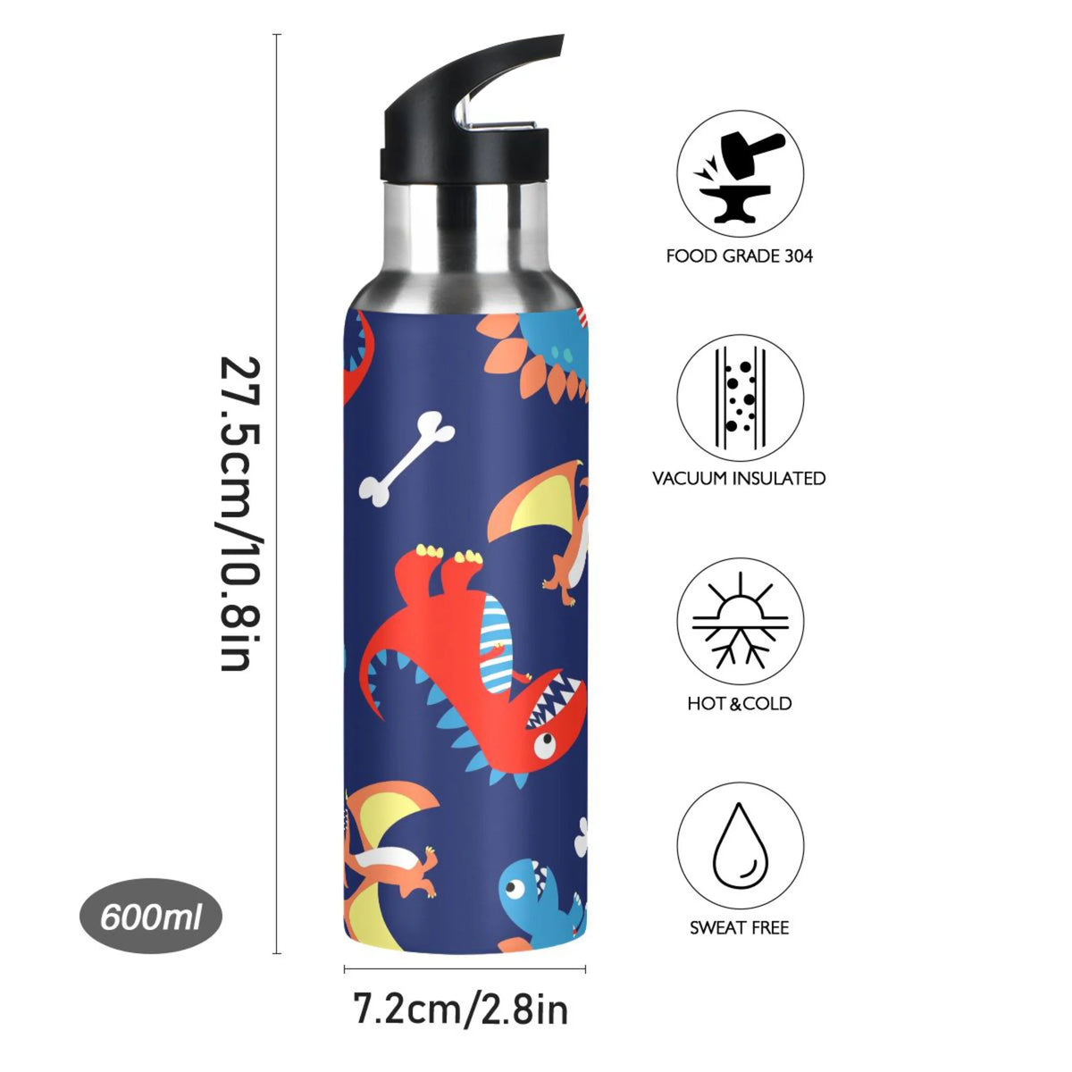 Stainless Steel Water Bottle with Straw Lid Vacuum Insulated 20 OZ G184888