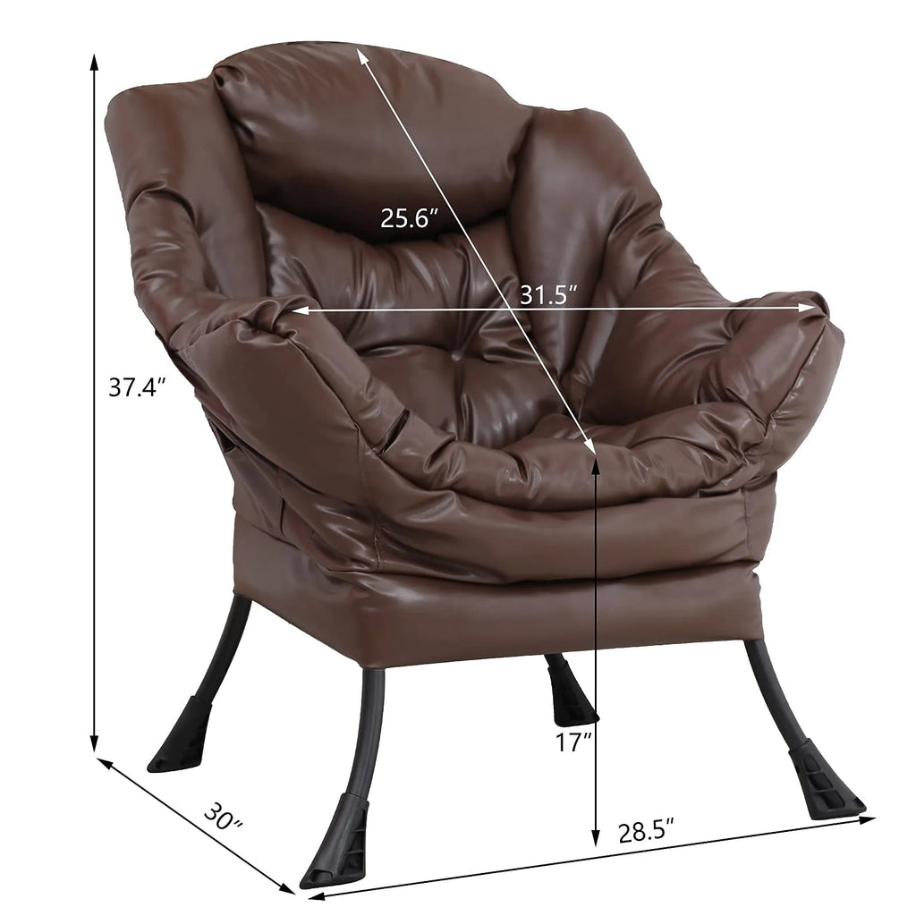 Brown Faux Leather Armchair with Side Pocket A8635