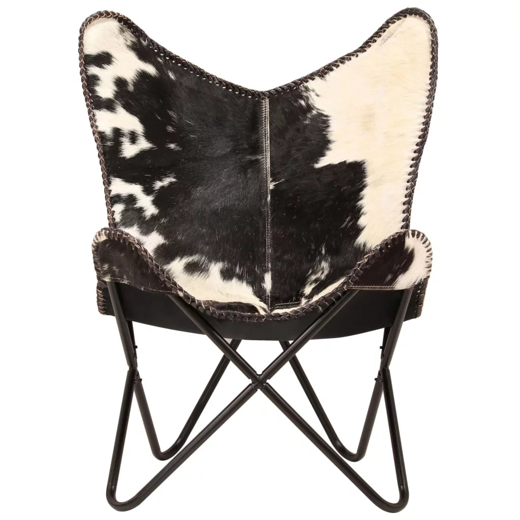 Black and White Goat Leather Butterfly Chair O379515