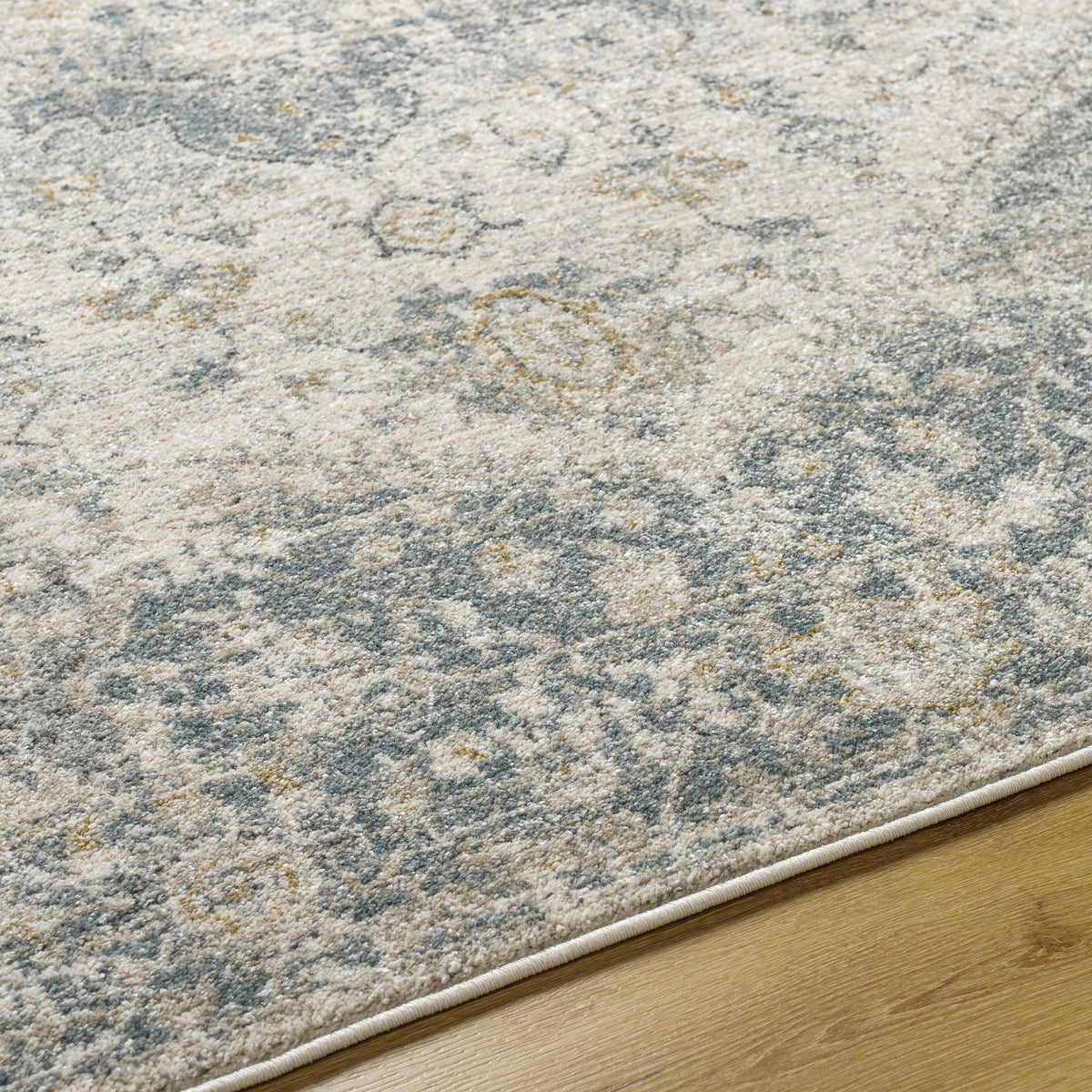 Cream Peach Medium Gray Area Rug 5'3" x 7' H140