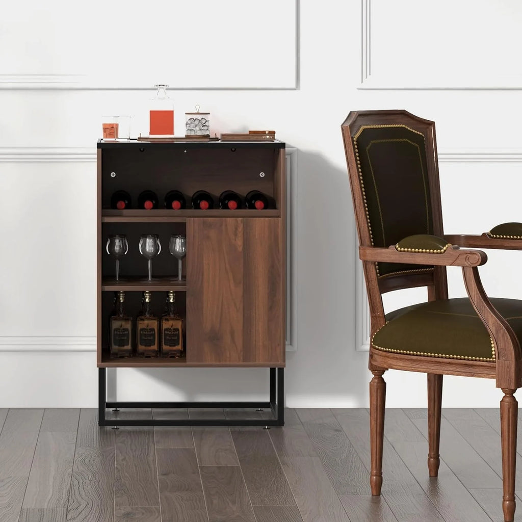 Wine Cabinet Sideboard Buffet with Tempered Glass Top Sliding Door H503