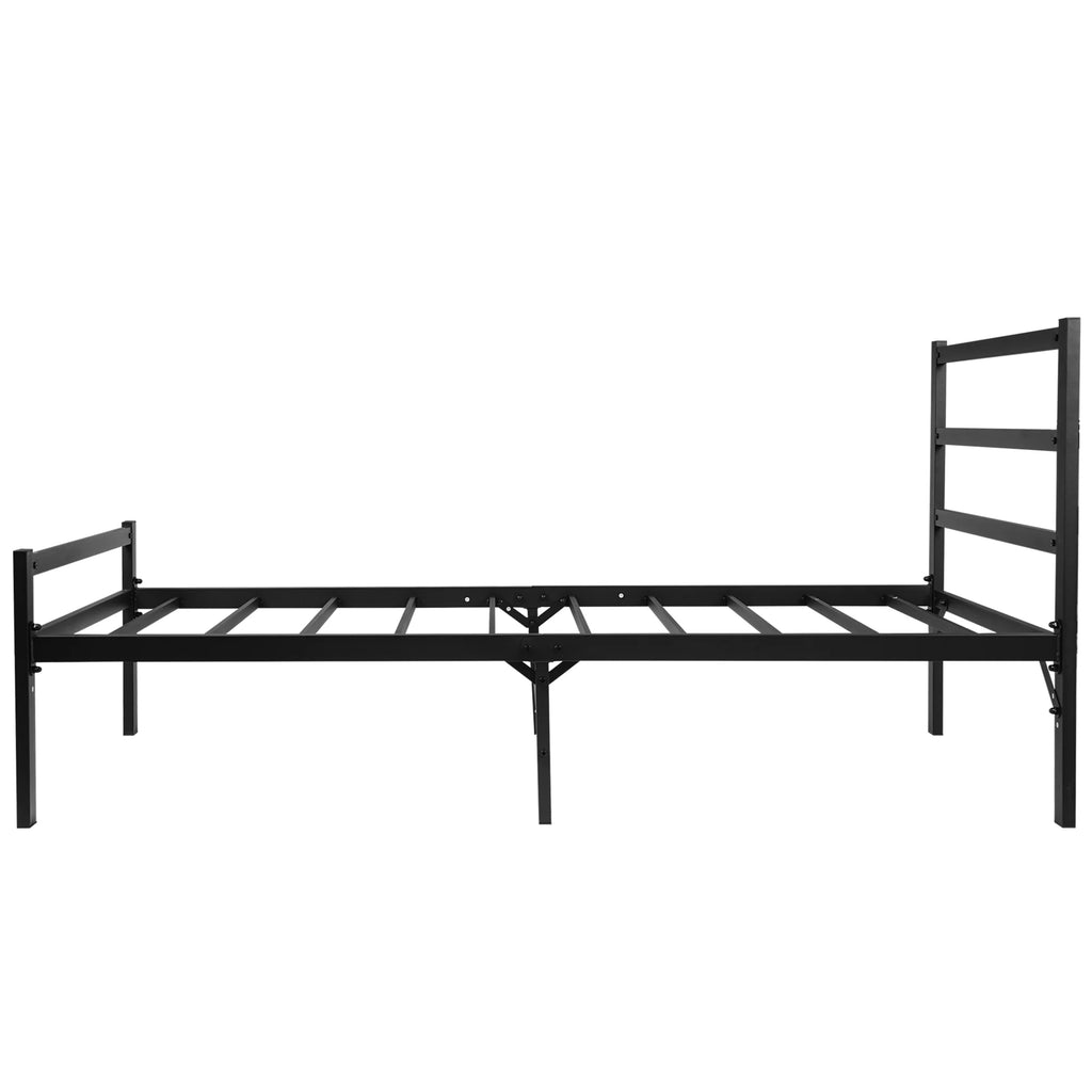 Black Twin Size Platform Bed Frame with Wood Headboard T37236