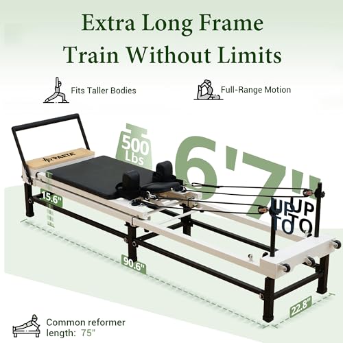 Foldable Pilates Reformer Machine with Adjustable Heights M779115