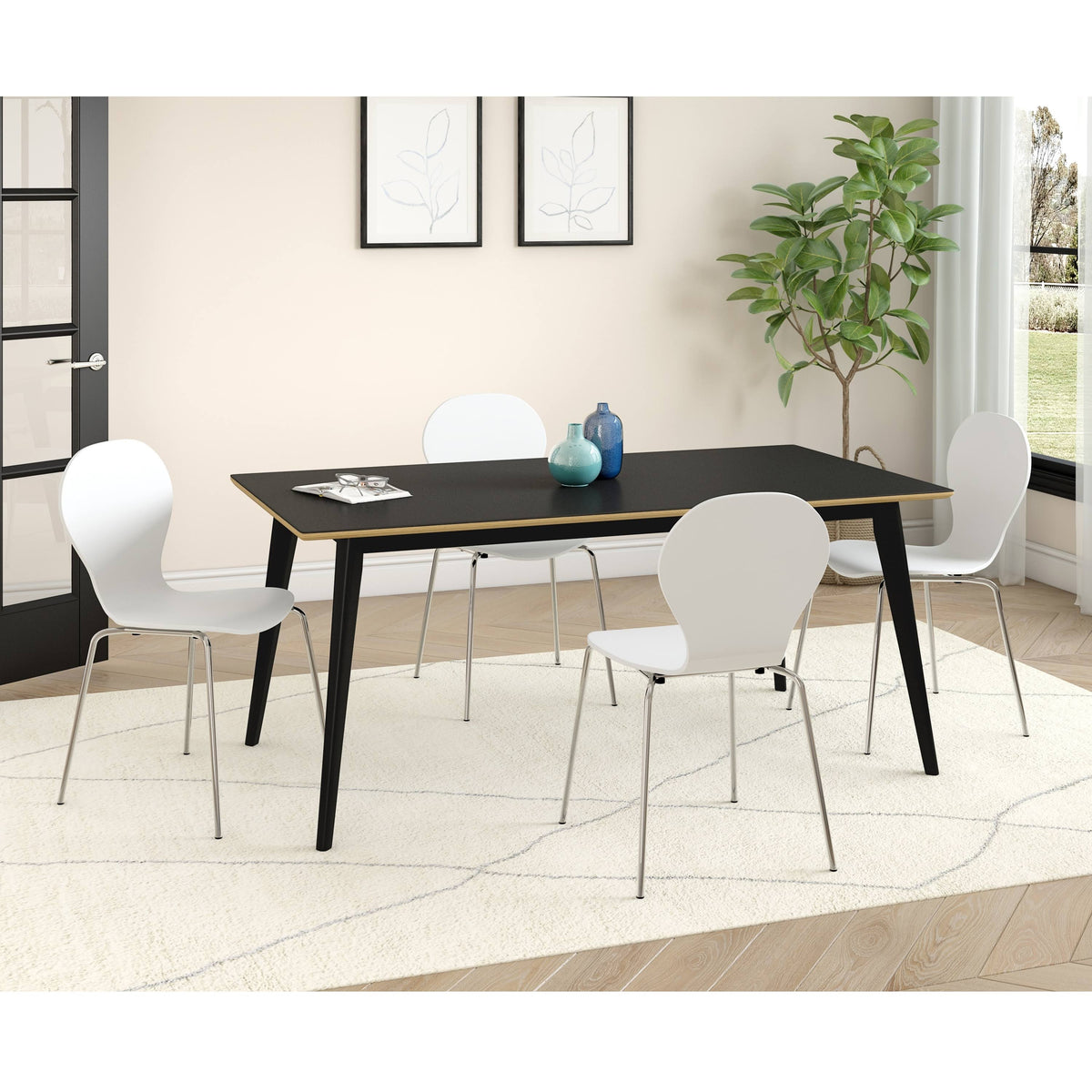 White/Natural Rectangular Dining Table Y35339