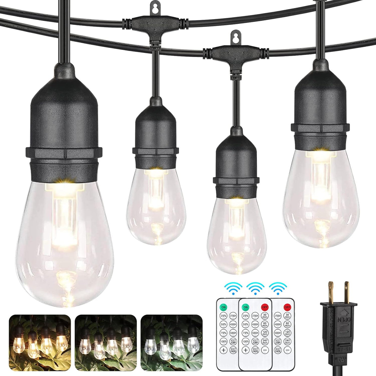 48FT Waterproof Dimmable LED String Lights with Remote Q113628