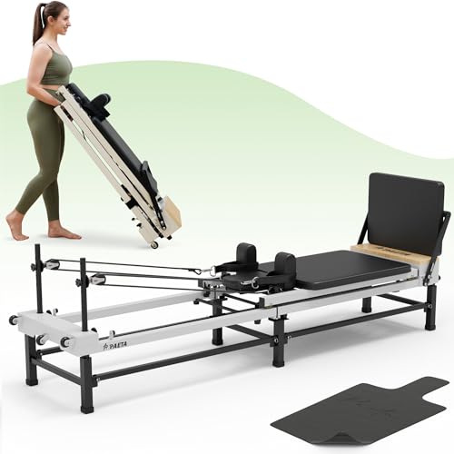 Foldable Pilates Reformer Machine with Adjustable Heights M779115