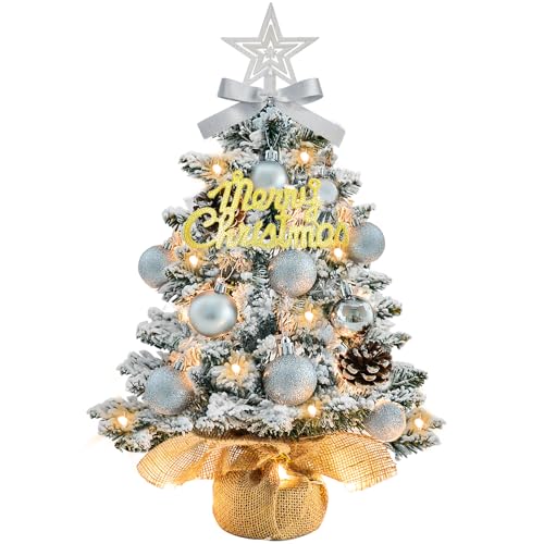 White 22 Inch Mini Artificial Christmas Tree with Lights Z4726