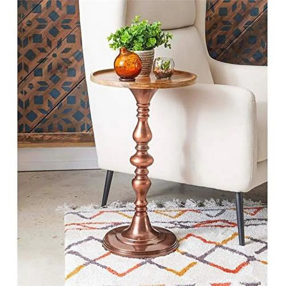 Wood And Aluminum Side Table F75583