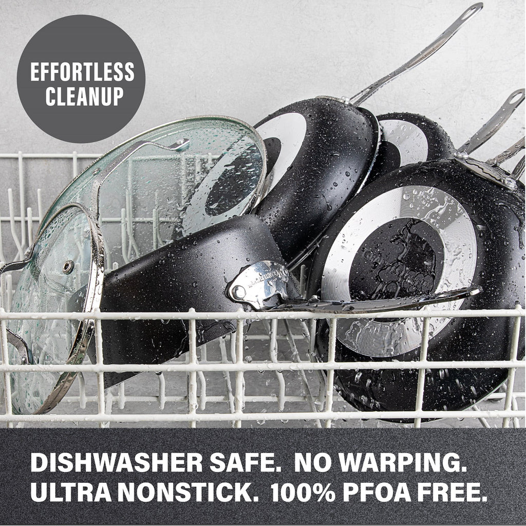 15 Piece Non-stick Black Pots and Pans Cookware Set Q12114
