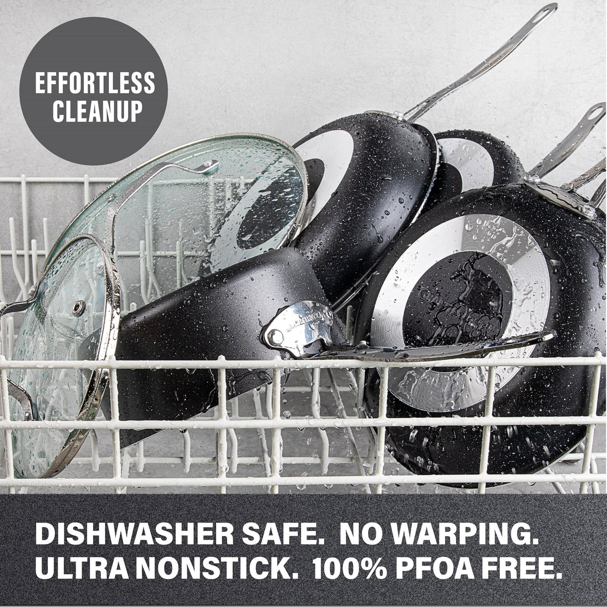 15 Piece Non-stick Black Pots and Pans Cookware Set Q12114