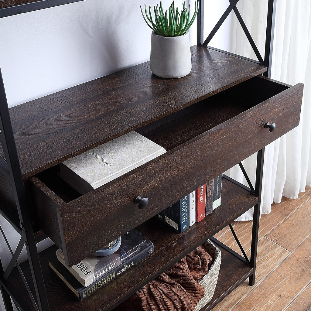 5-Tier Metal Bookcase with Drawer P758