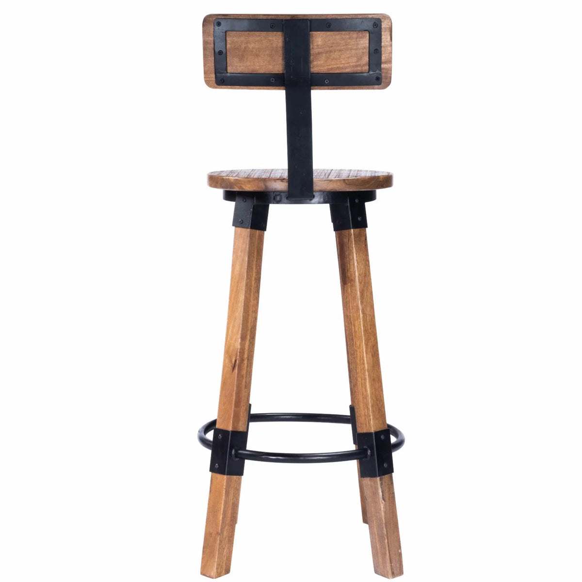 Beige Mango Wood & Metal Bar Stool O494