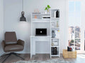 6-Shelf White Writing Desk with Bookcase I1265