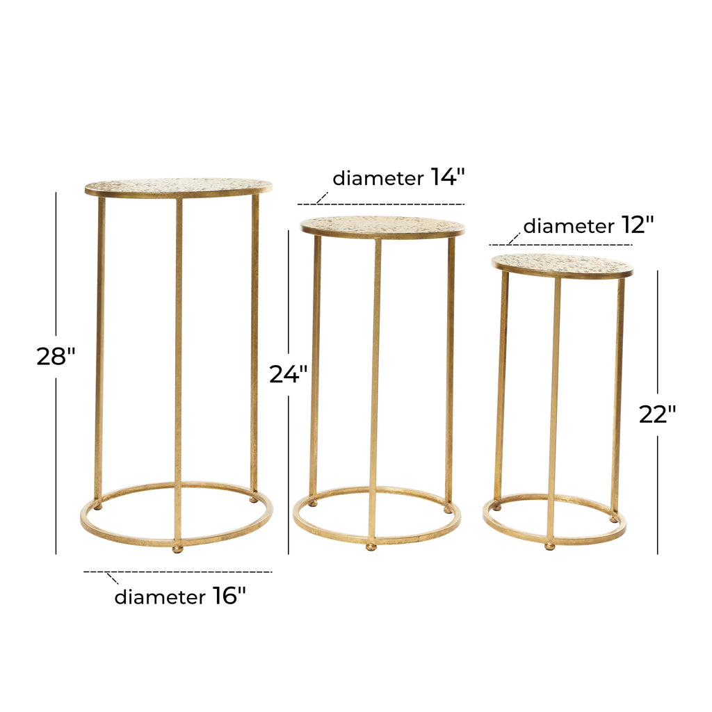 16" x 28" Gold Metal Nesting Accent Table, 3-Pieces Z9439