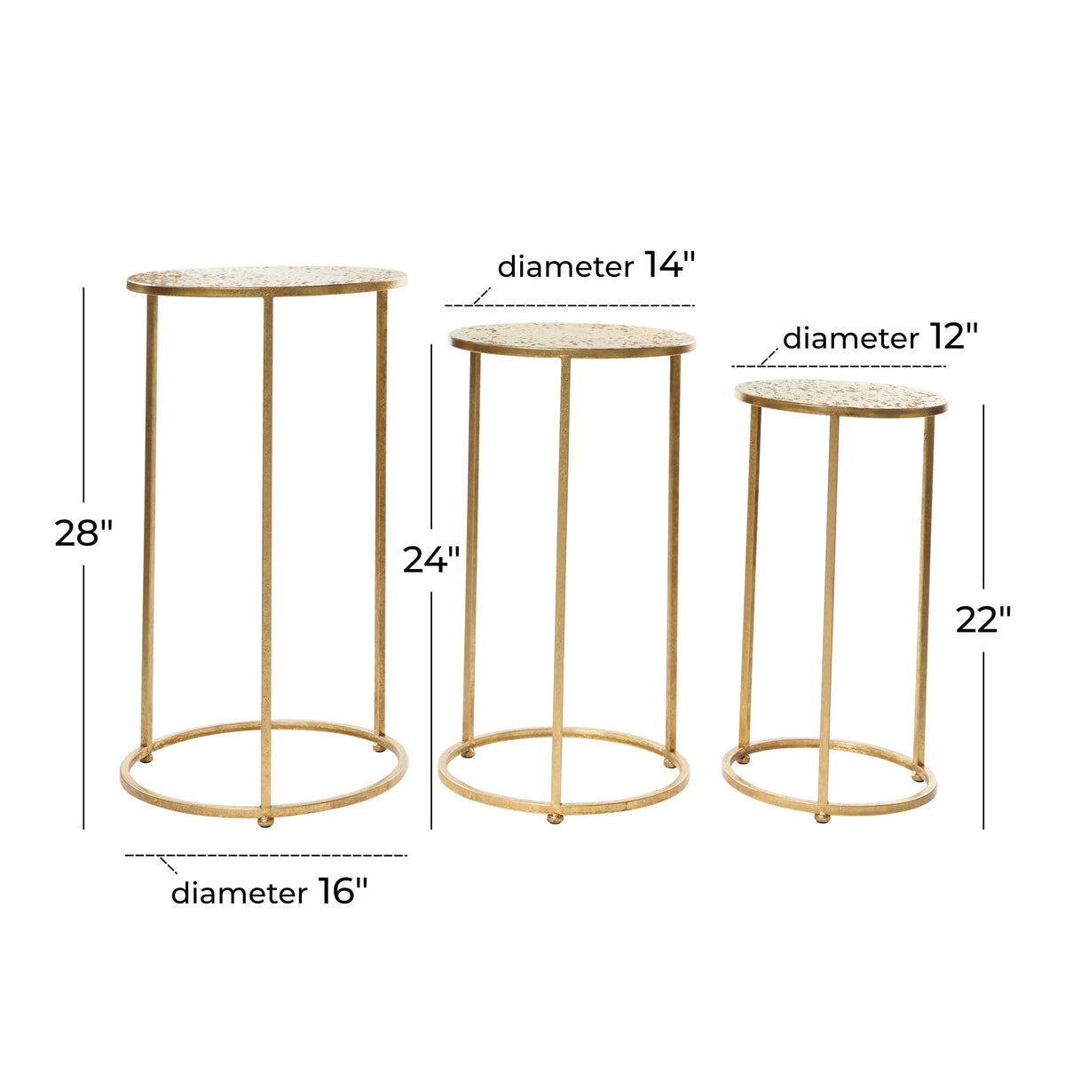 16" x 28" Gold Metal Nesting Accent Table, 3-Pieces Z9439