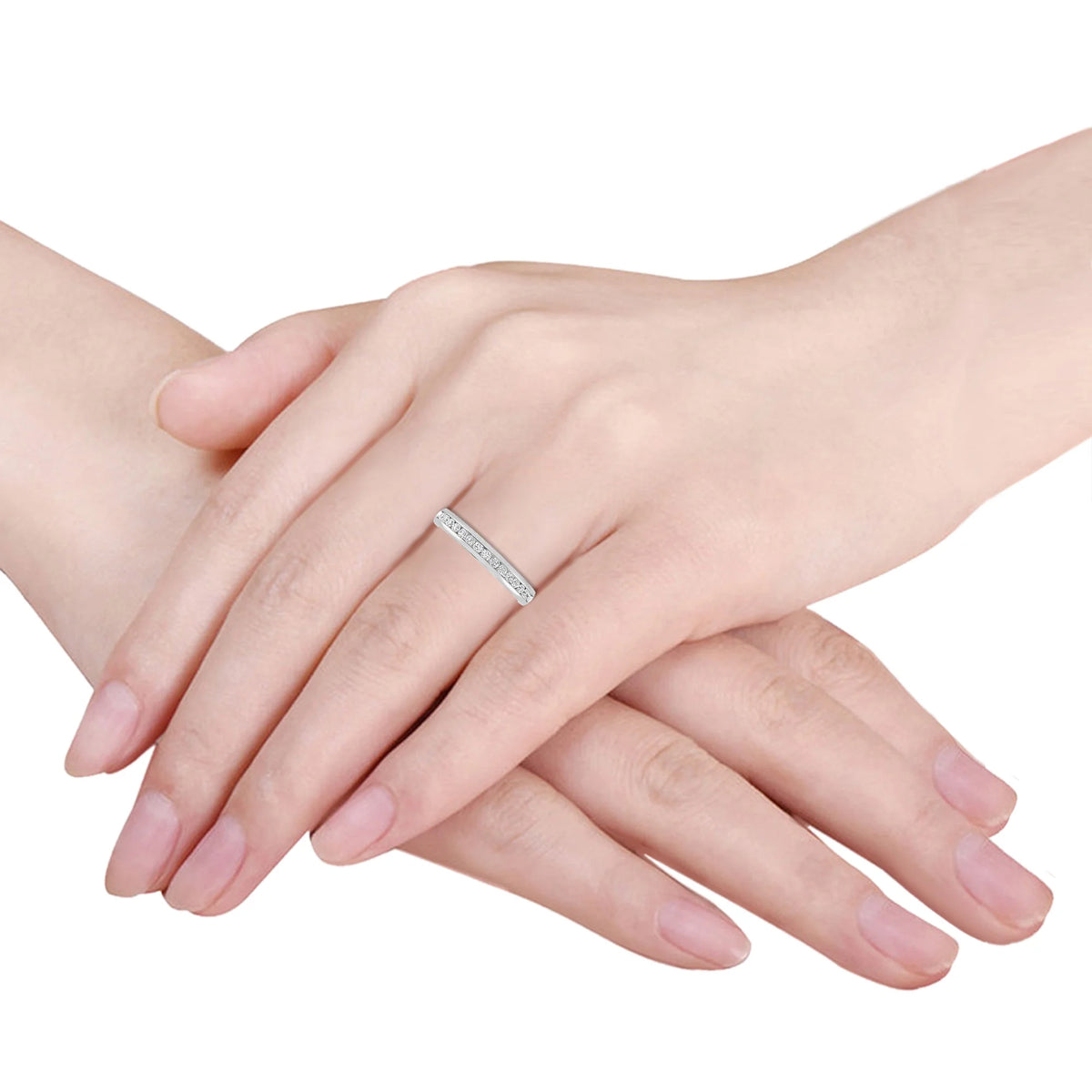 14K White Gold Diamond Stackable Band T572