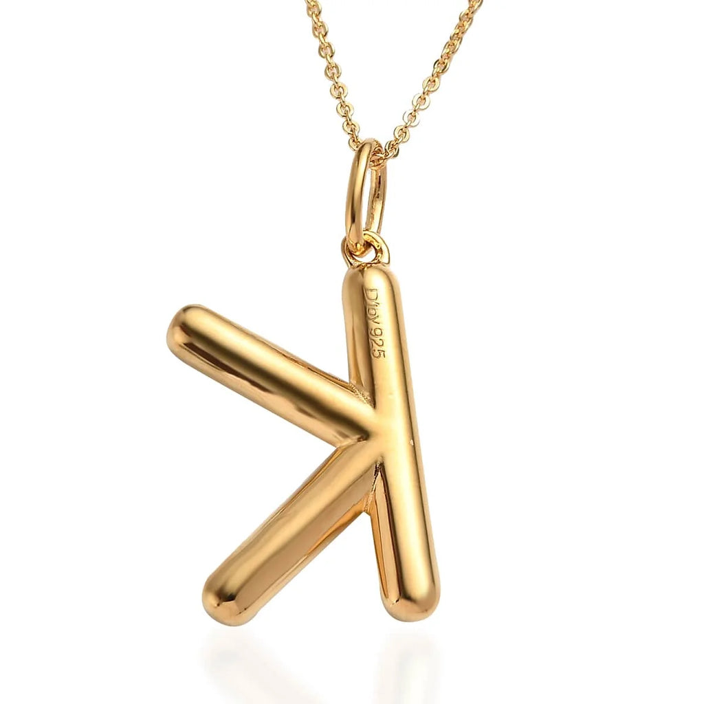 925 Sterling Silver Vermeil Yellow Gold Plated Initial K Pendant Necklace 20" 7.25 Grams G551454
