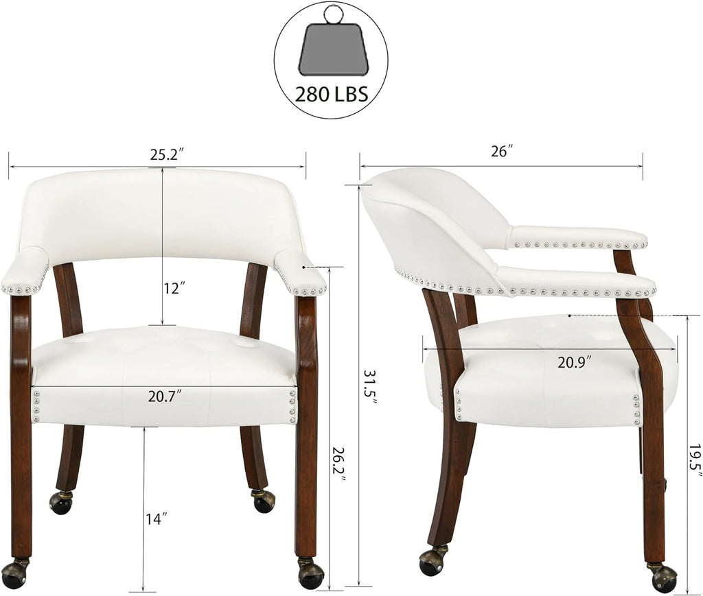 Rolling Dining Chairs with Casters and Arms Q685797