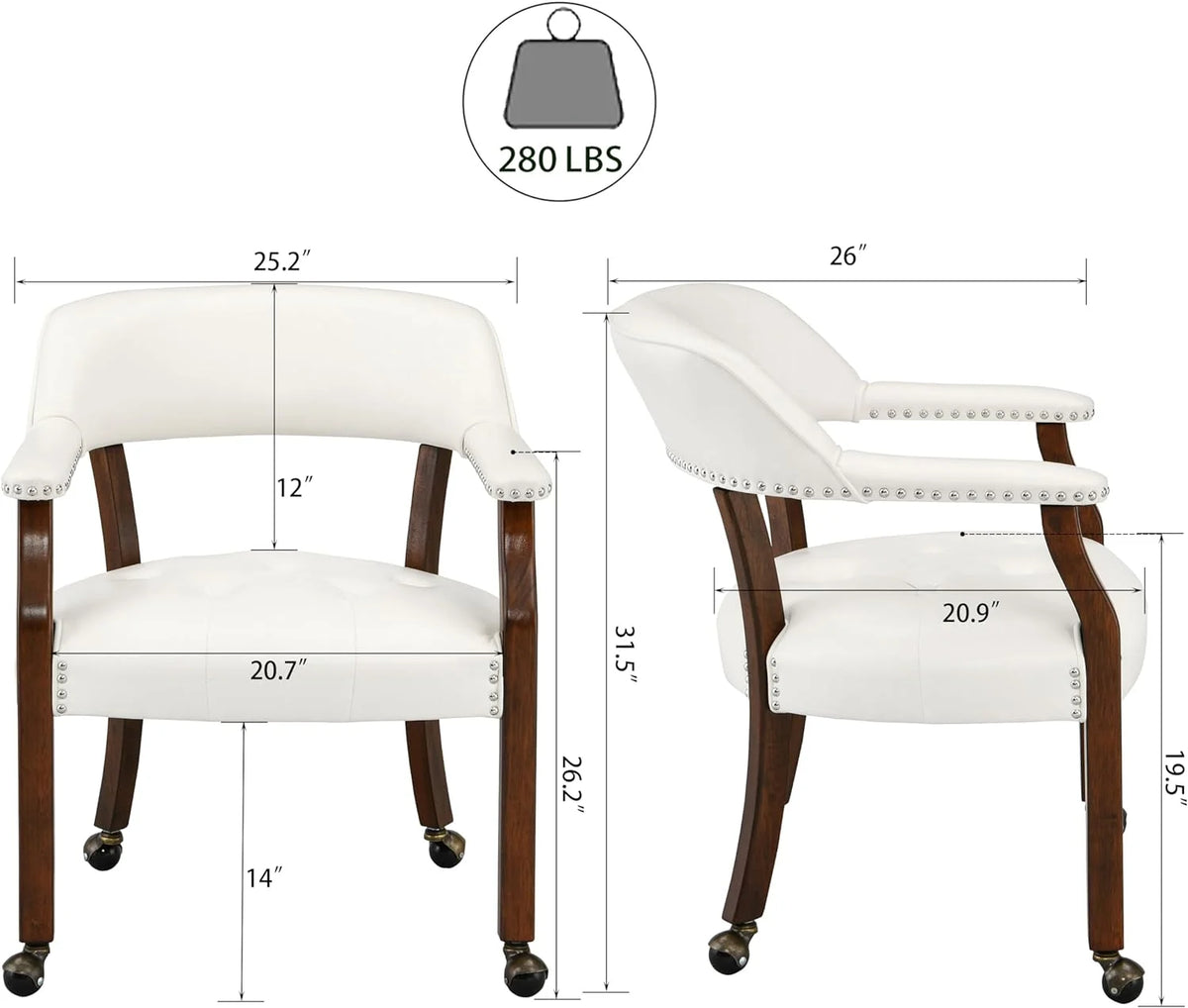 Rolling Dining Chairs with Casters and Arms Q685797