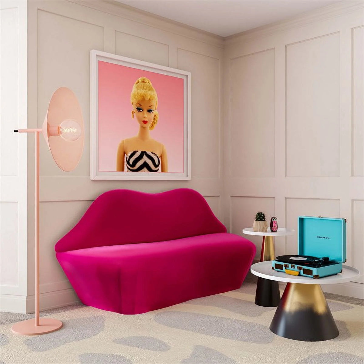 Pink Velvet Upholstered Wood Settee Sofa N37193