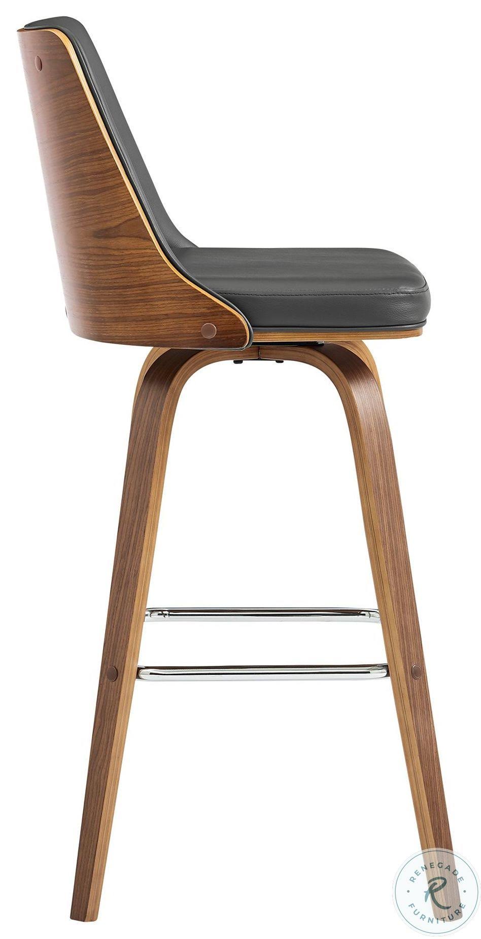Gray Faux Leather and Walnut Wood Swivel Counter Stool A27108
