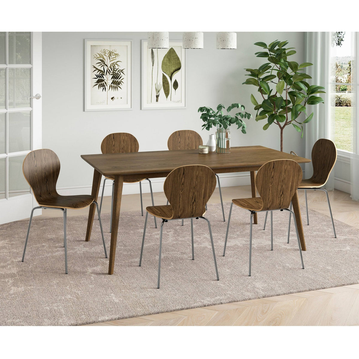 White/Natural Rectangular Dining Table Y35339