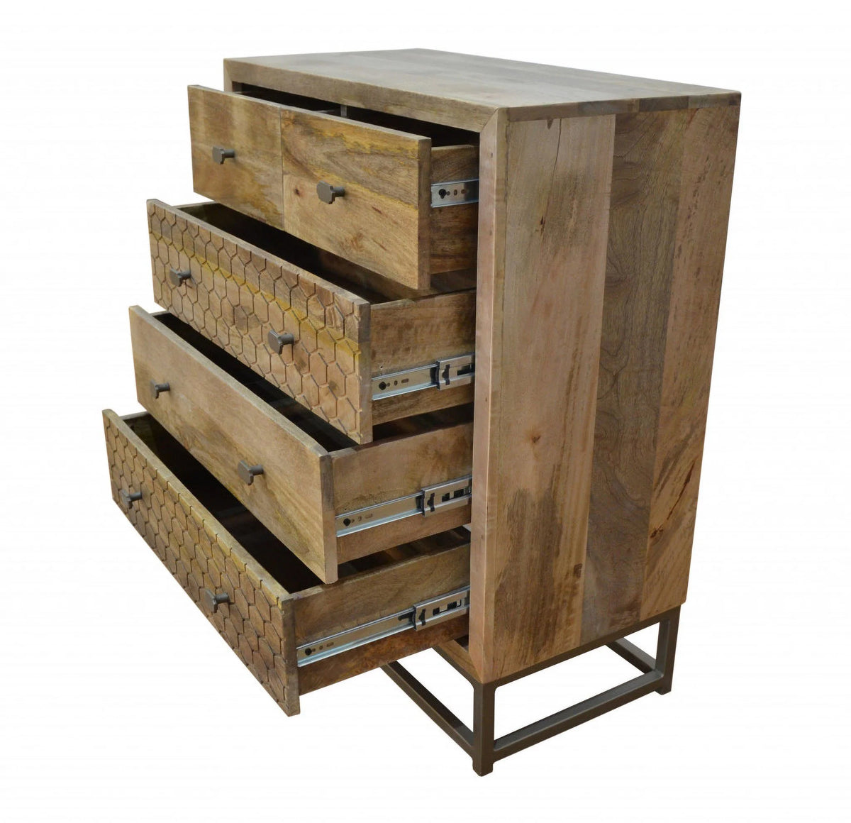 28 in. Solid Wood Five Drawer Chest, Brown X328530