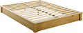 Solid Wood Platform Bed with Wooden Slats, Teak Finish, Full V403