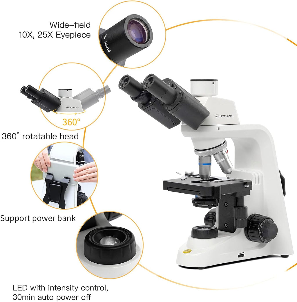 Compound Microscope 40X-2500X Magnification Trinocular P23896