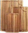 Acacia Wood Cutting Board Set with Juice Groove, 3 Pieces W9566